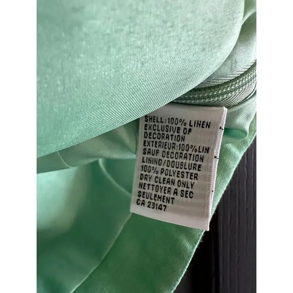 Talbots Trish Linen Green Butterfly V-Neck Crop Top Size 4 Petite - Picture 3 of 6